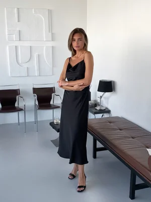 Комбинация макси в черном цвете из шелка Армани