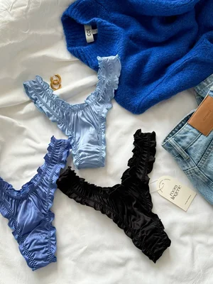 Набор шелковых стринг Blue