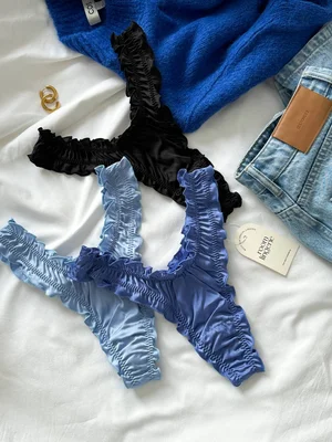 Набор шелковых стринг Blue